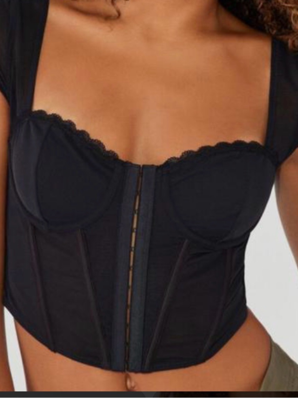 Garage Maesie Cap Sleeve Corset Top in Black